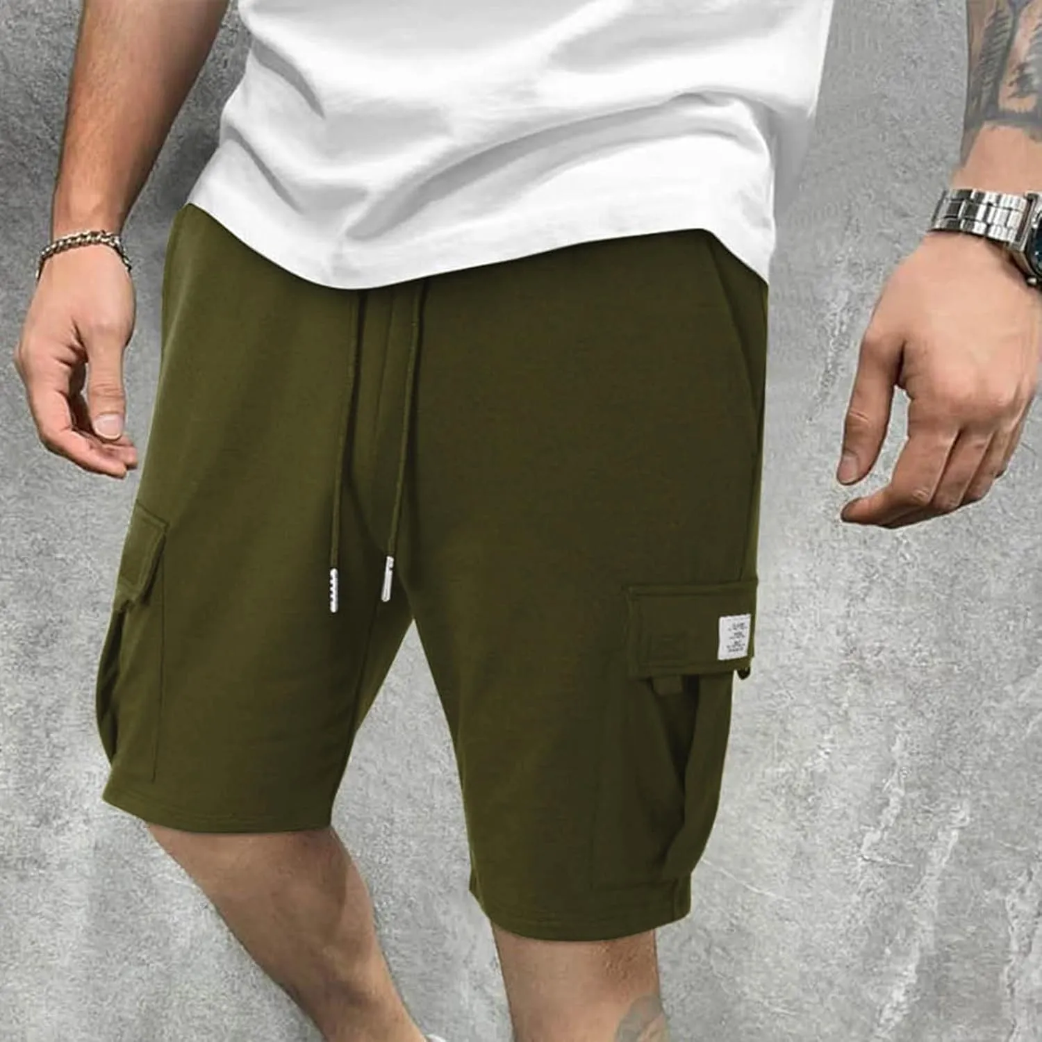 Men's Cargo Shorts Athletic Workout Gym Shorts Quick Dry Lightweight Drawstring Running Activewear with Pockets