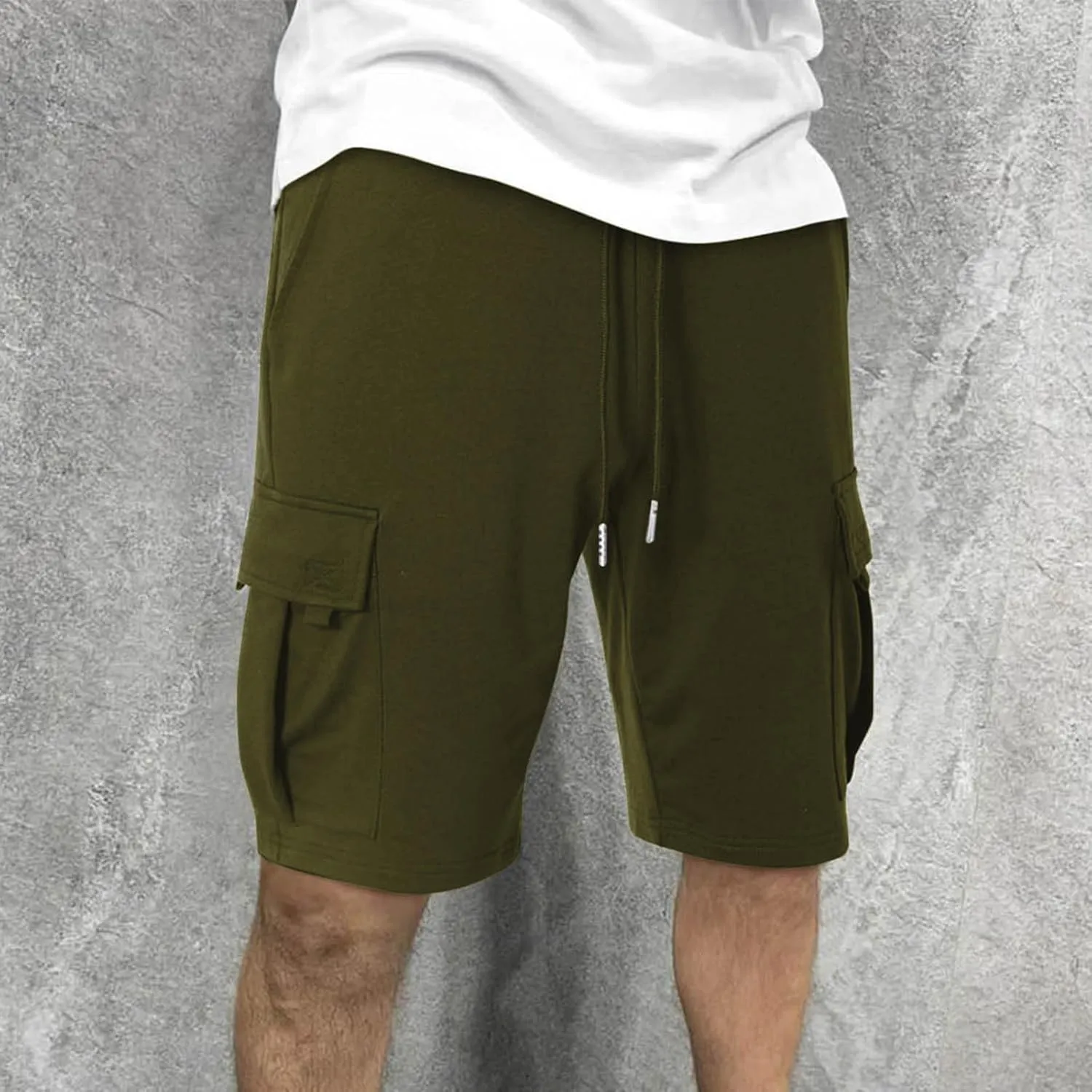 Men's Cargo Shorts Athletic Workout Gym Shorts Quick Dry Lightweight Drawstring Running Activewear with Pockets
