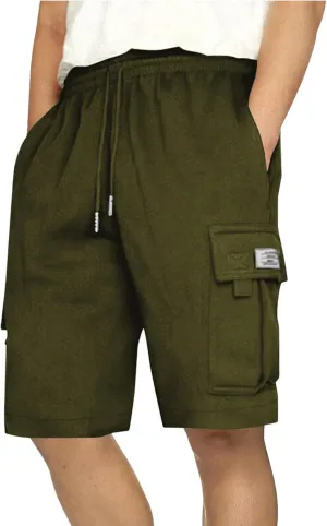 Men's Cargo Shorts Athletic Workout Gym Shorts Quick Dry Lightweight Drawstring Running Activewear with Pockets