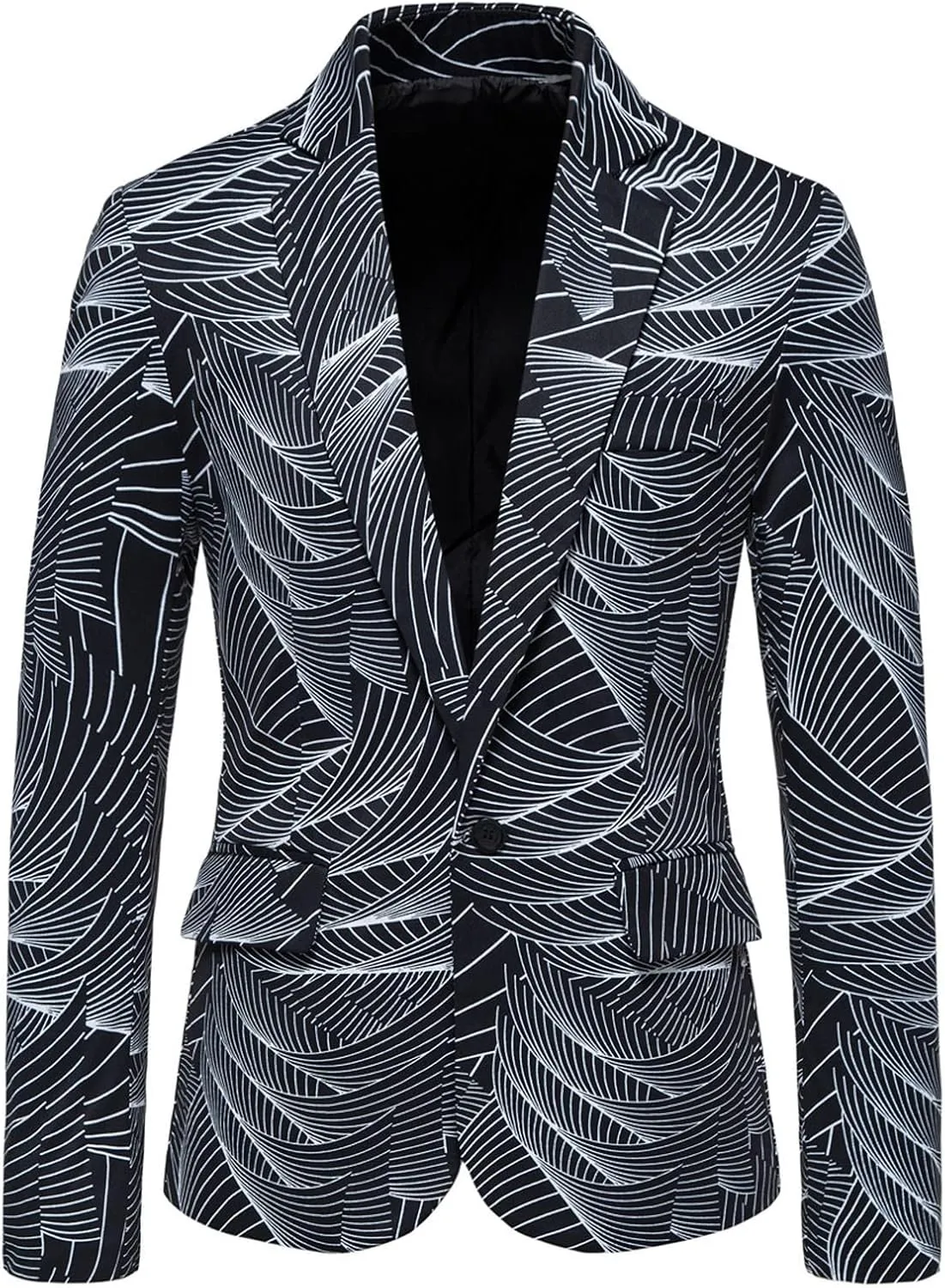 Men's Casual Blazers Striped Print Sport Coats Slim Fit Cotton Sport Jackets One Button Fall Winter Suit Jackets