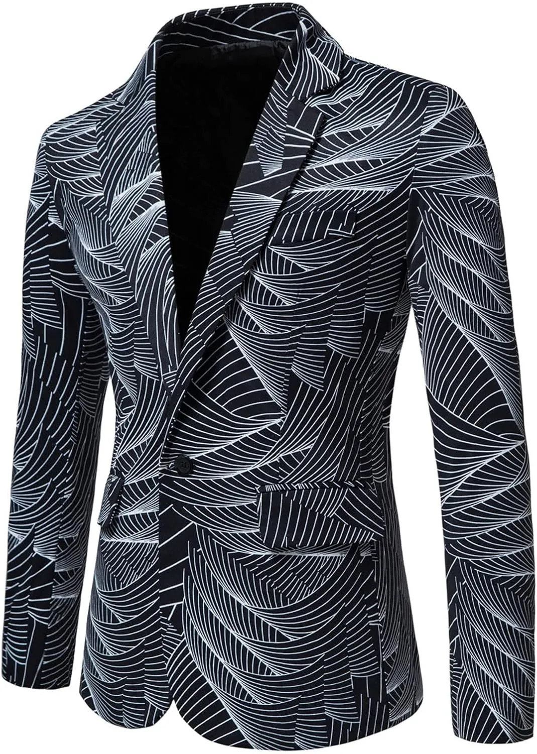 Men's Casual Blazers Striped Print Sport Coats Slim Fit Cotton Sport Jackets One Button Fall Winter Suit Jackets