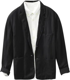 Mens Casual Linen Blazer Two Button Lightweight Slim Fit Suit Jacket Business Daily Sports Coats Blazers for Men
