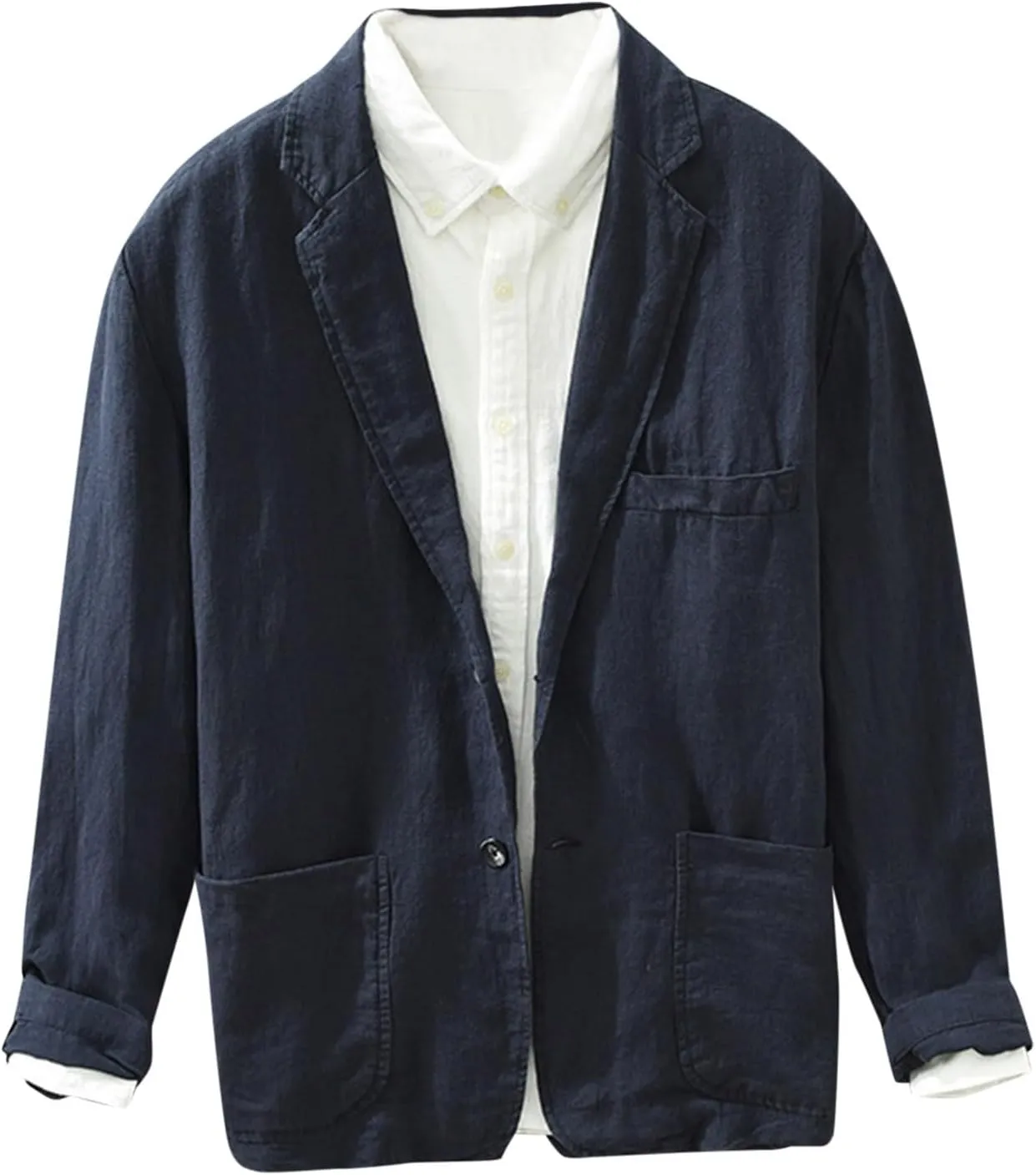 Mens Casual Linen Blazer Two Button Lightweight Slim Fit Suit Jacket Business Daily Sports Coats Blazers for Men