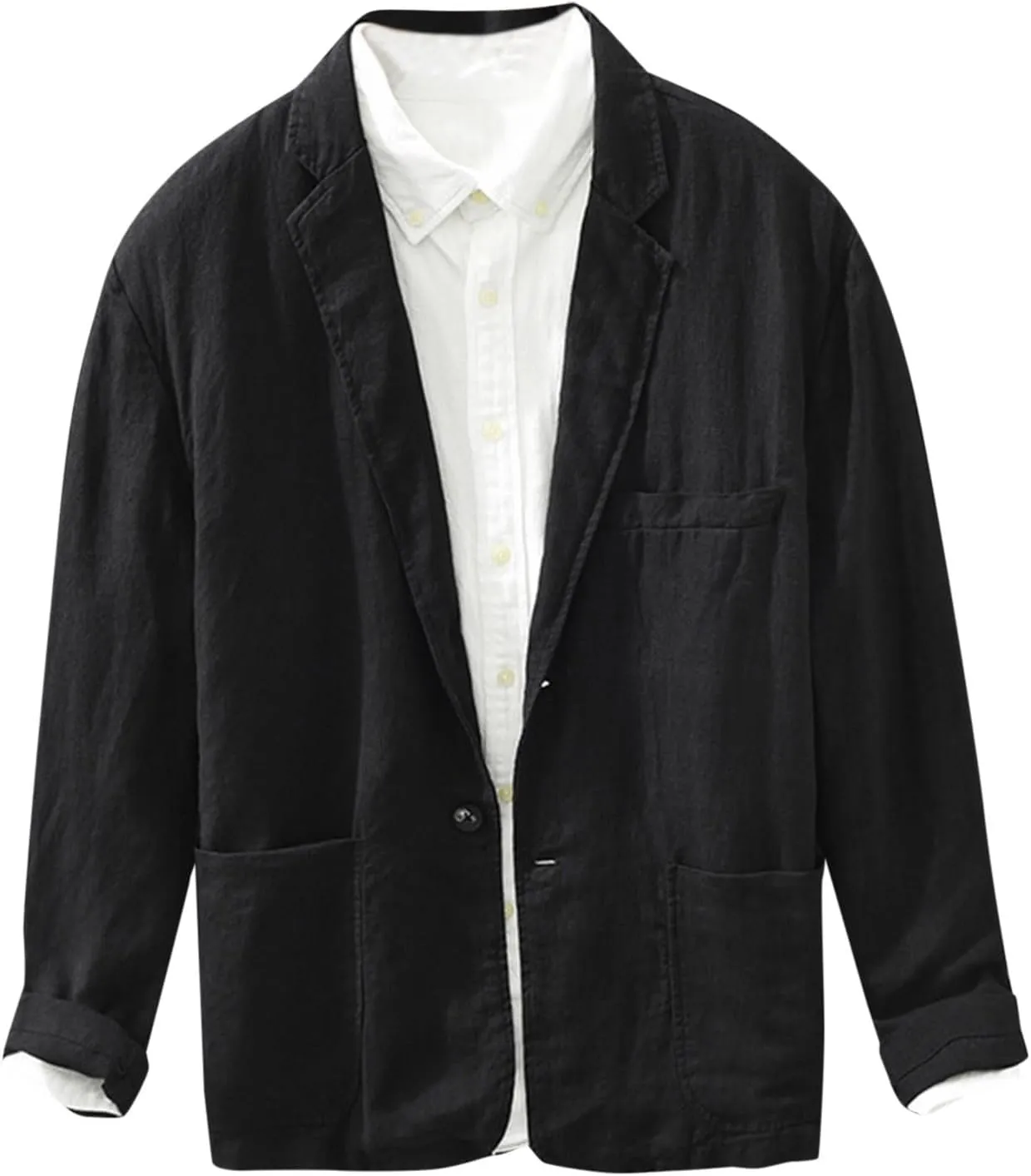 Mens Casual Linen Blazer Two Button Lightweight Slim Fit Suit Jacket Business Daily Sports Coats Blazers for Men