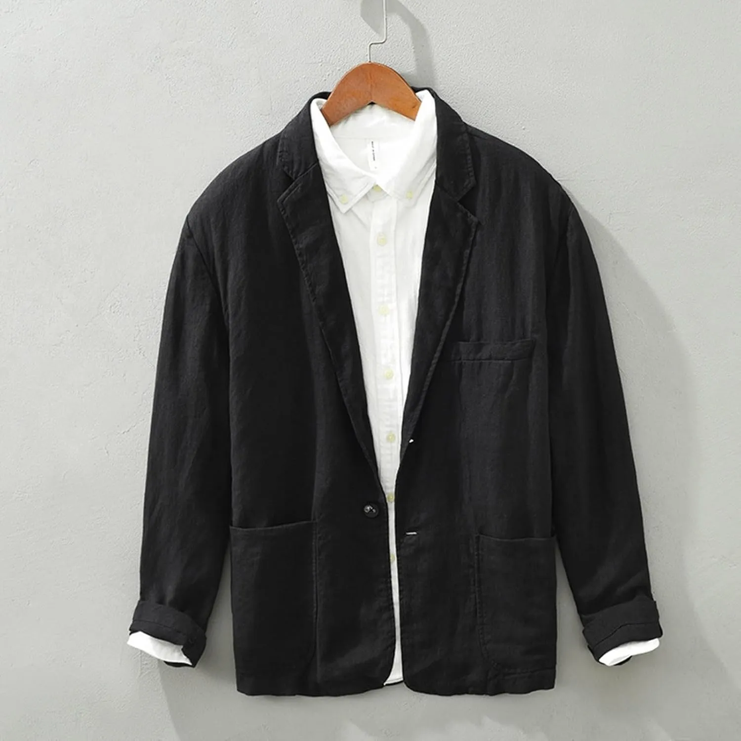 Mens Casual Linen Blazer Two Button Lightweight Slim Fit Suit Jacket Business Daily Sports Coats Blazers for Men
