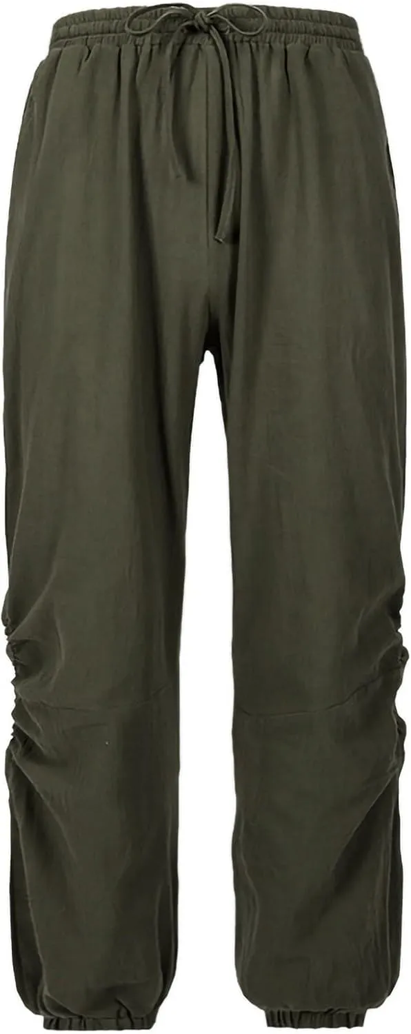 Men's Casual Pants Linen Pants Drawstring Beach Trousers Relaxed-Fit Yoga Pants Summer Elastic Waist Pants