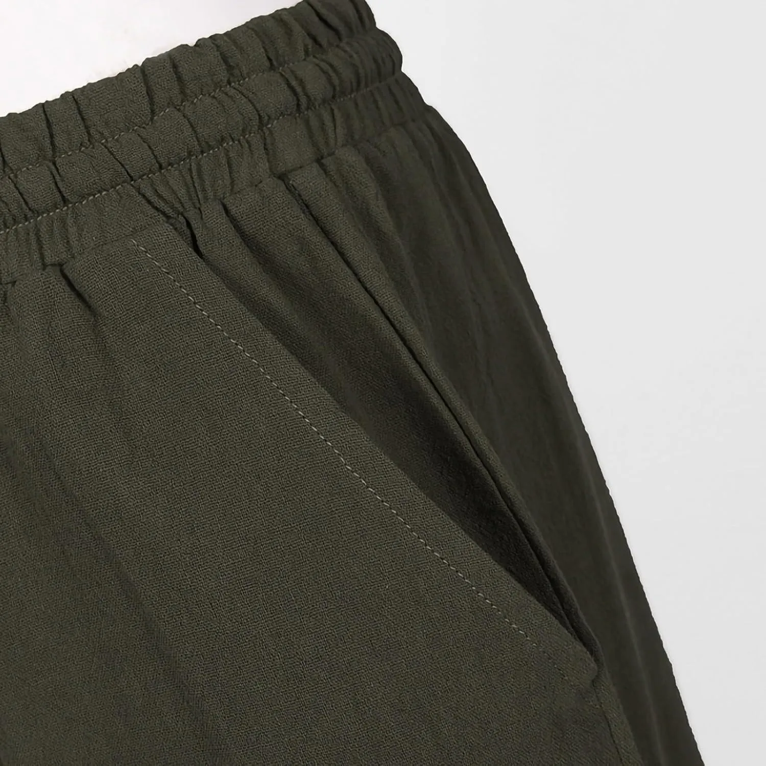 Men's Casual Pants Linen Pants Drawstring Beach Trousers Relaxed-Fit Yoga Pants Summer Elastic Waist Pants