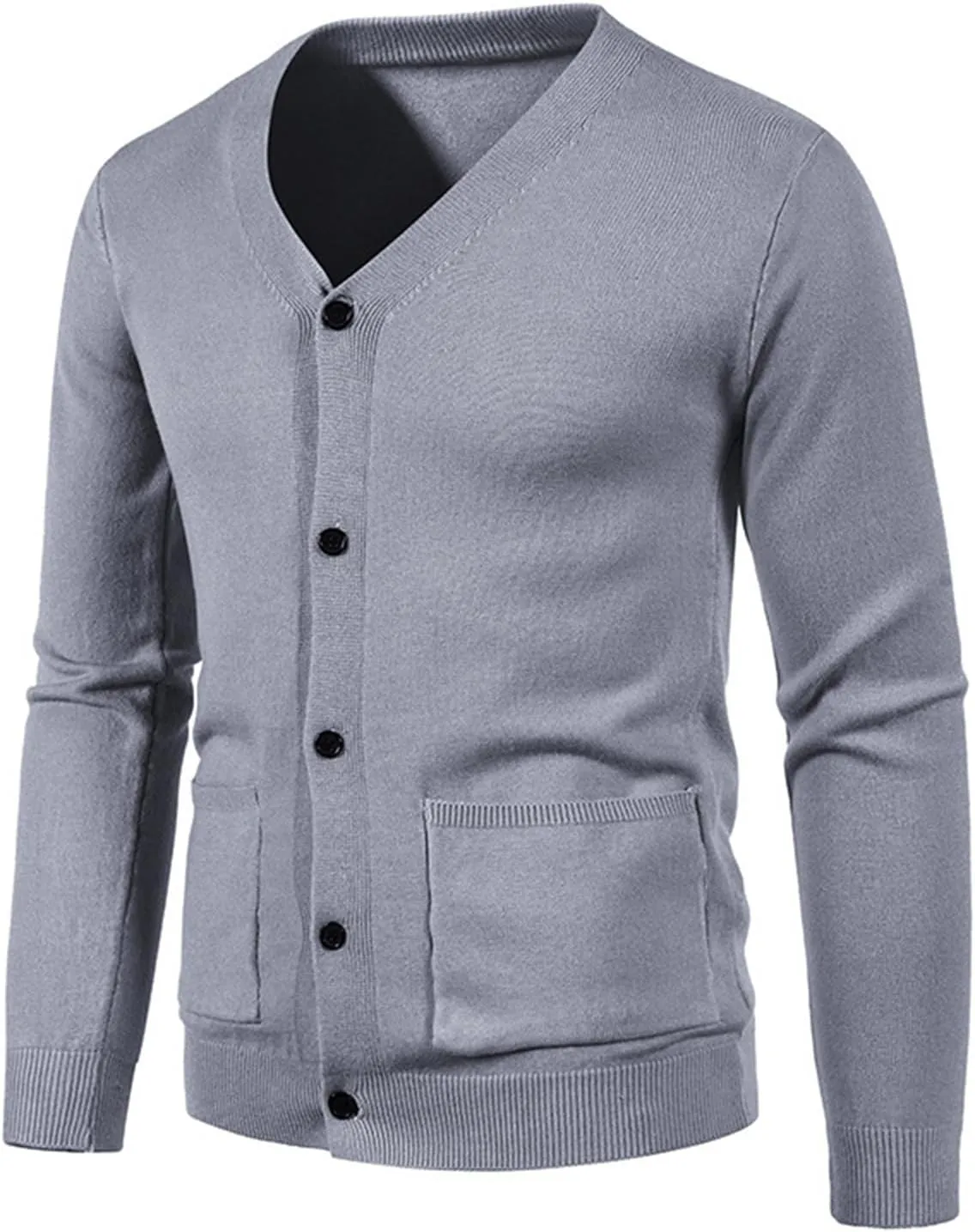 Mens Casual Slim Fit Cardigans Sweaters Comfortable V-Neck Basic Long Sleeve Button Down Cardigan Sweater for Men