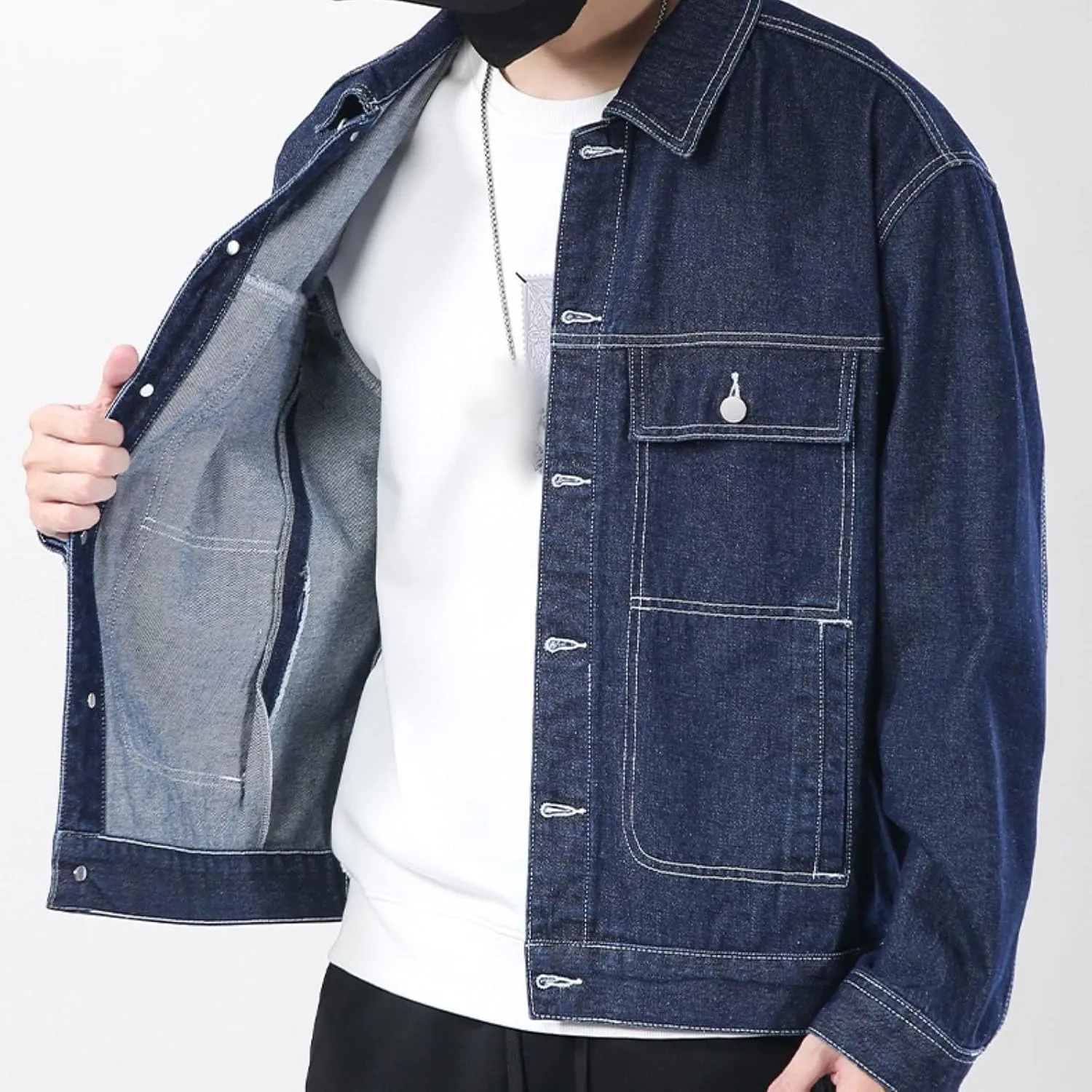 Men's Classic Lapel Denim Jackets Regular Fit Trucker Jackets Spring Fall Outfits