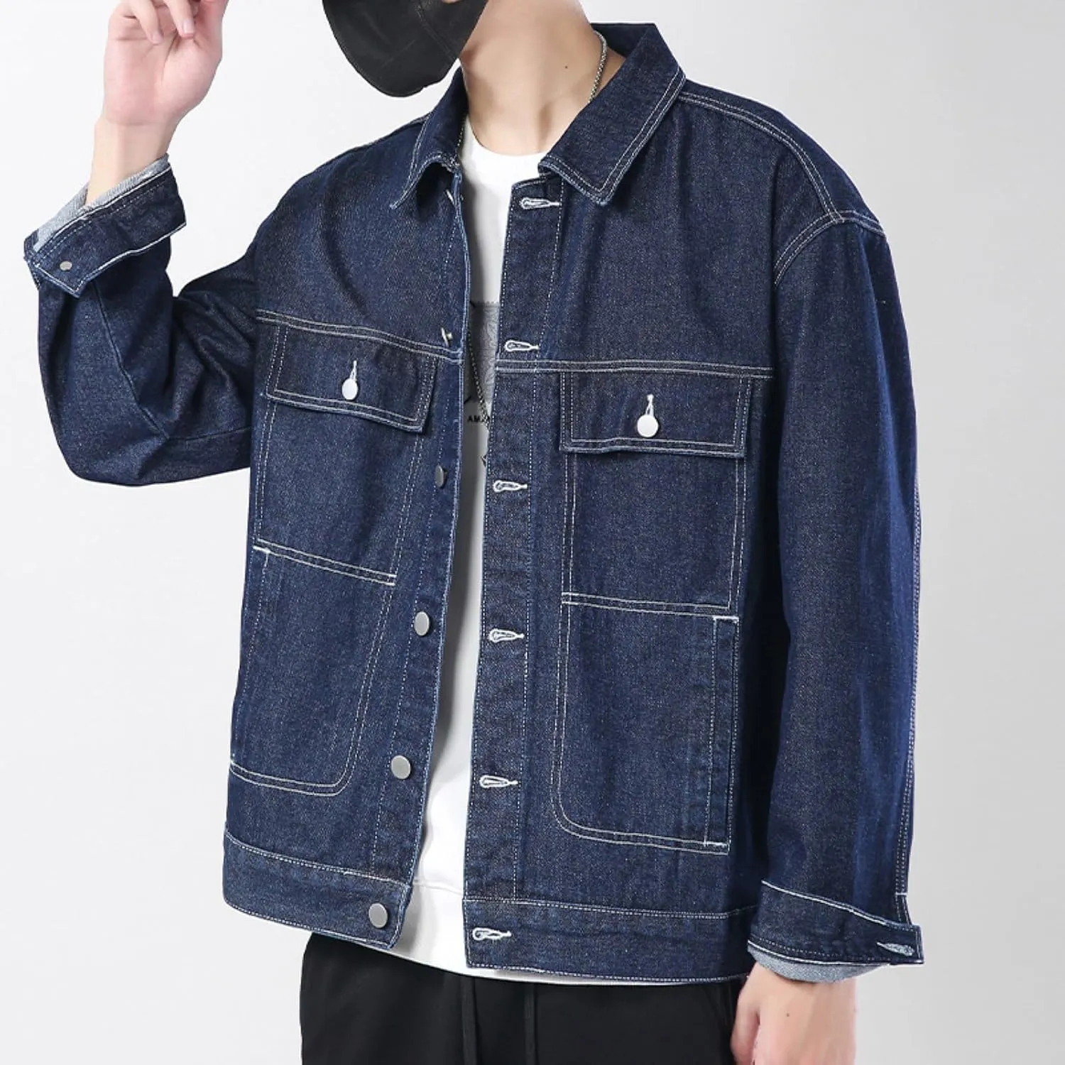 Men's Classic Lapel Denim Jackets Regular Fit Trucker Jackets Spring Fall Outfits