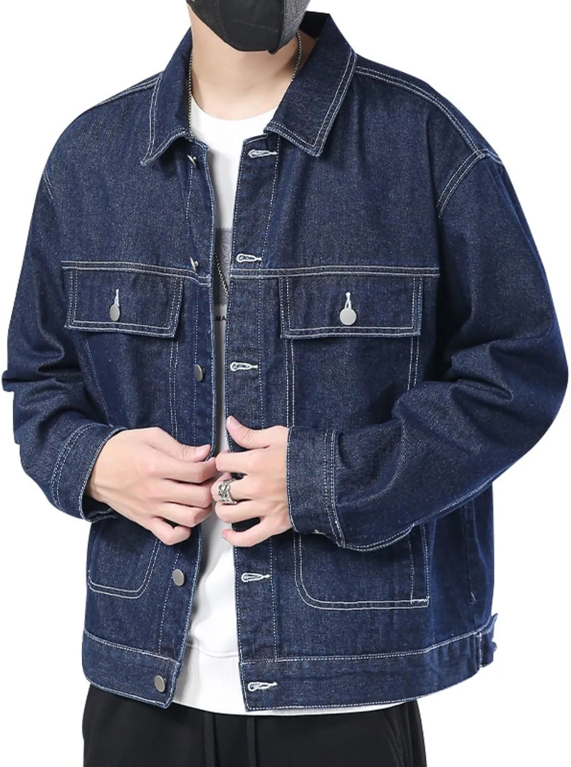 Men's Classic Lapel Denim Jackets Regular Fit Trucker Jackets Spring Fall Outfits