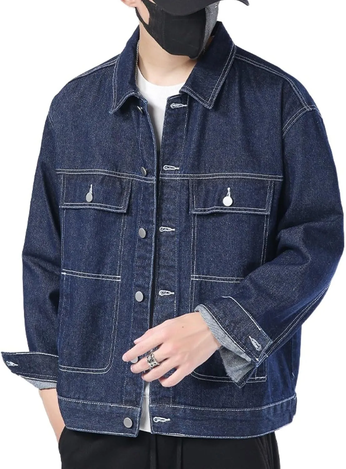 Men's Classic Lapel Denim Jackets Regular Fit Trucker Jackets Spring Fall Outfits