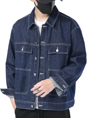 Men's Classic Lapel Denim Jackets Regular Fit Trucker Jackets Spring Fall Outfits