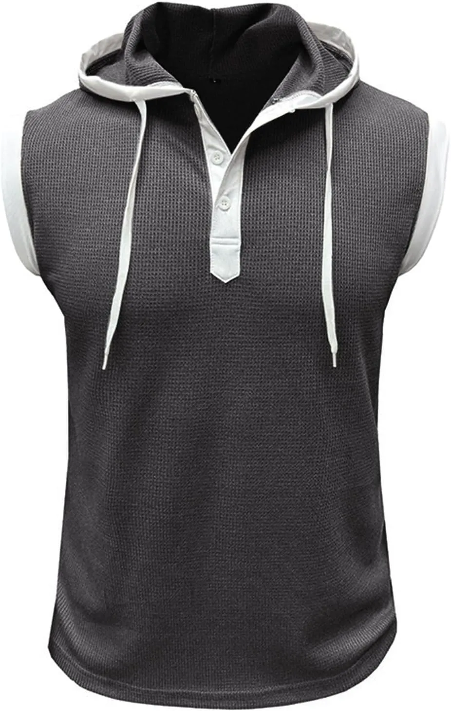 Men's Compression Shirts Trendy V Neck Hooded Pullover Tops Sleeveless Slim Fit Sweatshirt Bodybuilding Gym Tee Solid