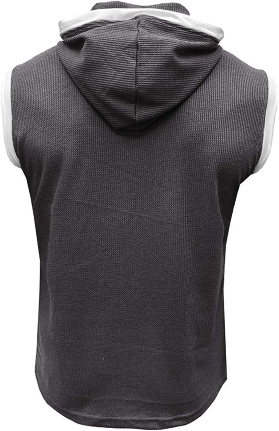 Men's Compression Shirts Trendy V Neck Hooded Pullover Tops Sleeveless Slim Fit Sweatshirt Bodybuilding Gym Tee Solid