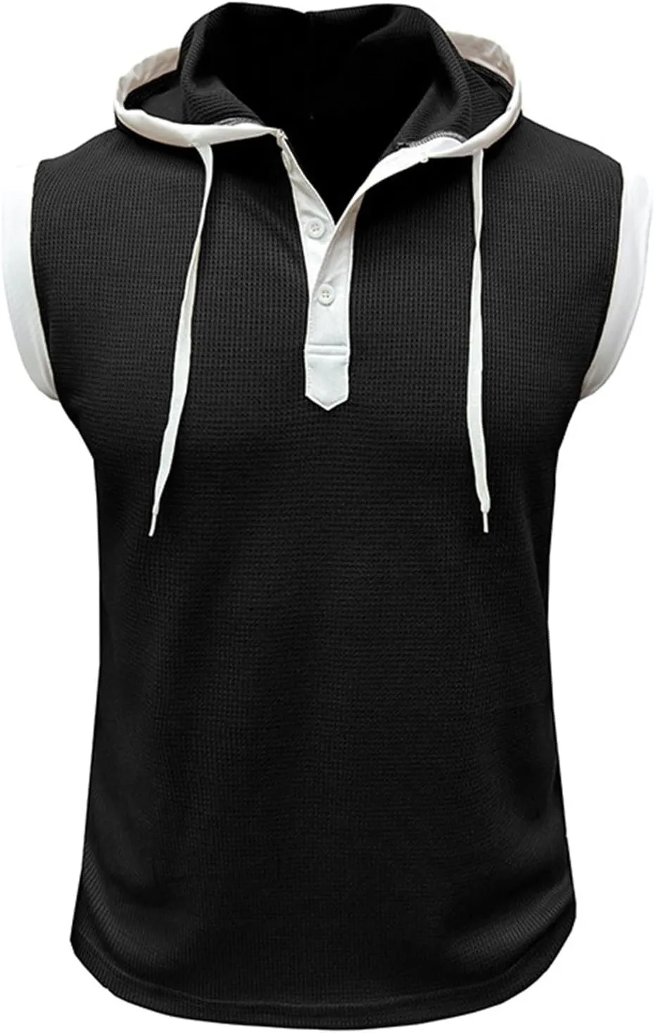 Men's Compression Shirts Trendy V Neck Hooded Pullover Tops Sleeveless Slim Fit Sweatshirt Bodybuilding Gym Tee Solid