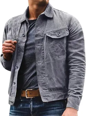 Mens Denim Jacket Casual Button Down Long Sleeve Jean Trucker Jackets Lightweight Windbreaker Fall Winter Coats
