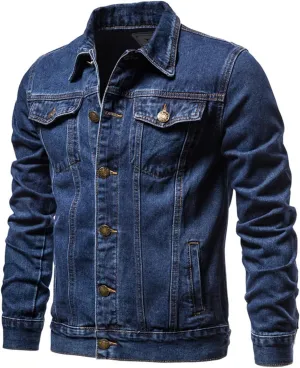 Mens Denim Jacket Long Sleeve Button Down Jackets Distressed Jean Jackets Trucker Jacket