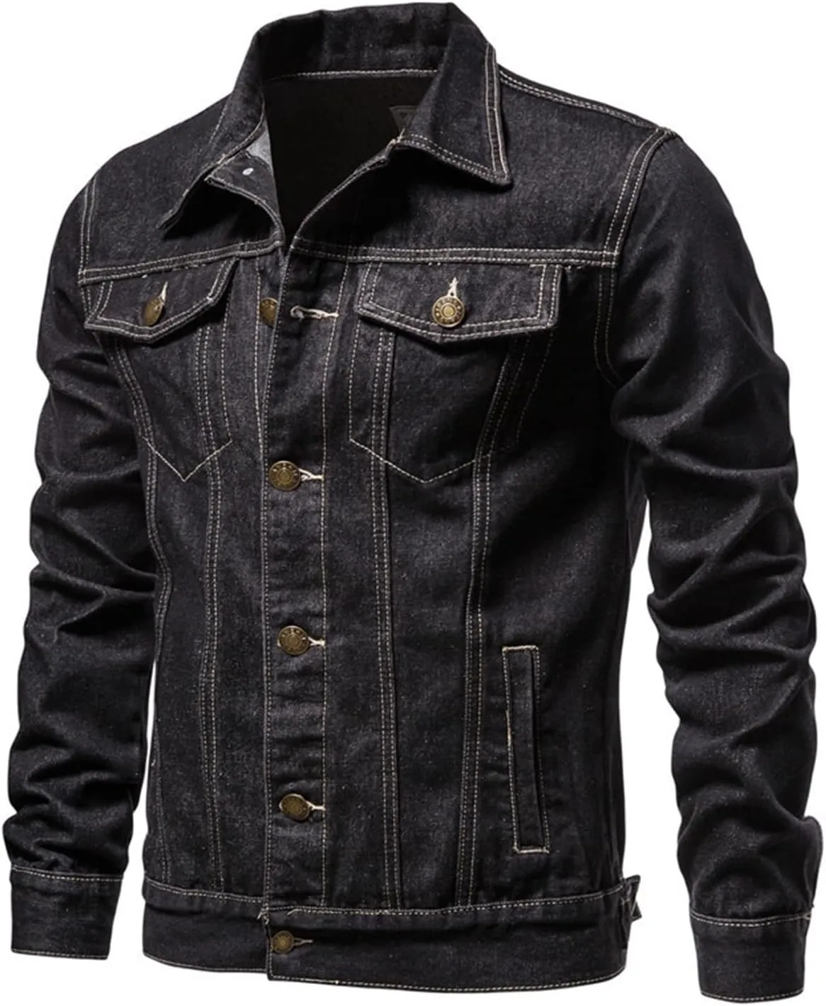 Mens Denim Jacket Long Sleeve Button Down Jackets Distressed Jean Jackets Trucker Jacket