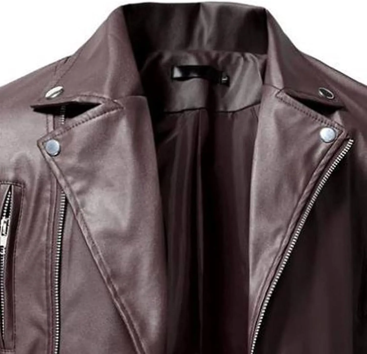 Men's Faux Leather Jackets Motorcycle Racer Jackets Zip-Up Moto Biker Coat Bomber Jackets Lapel Slim Fit Leather Jacket