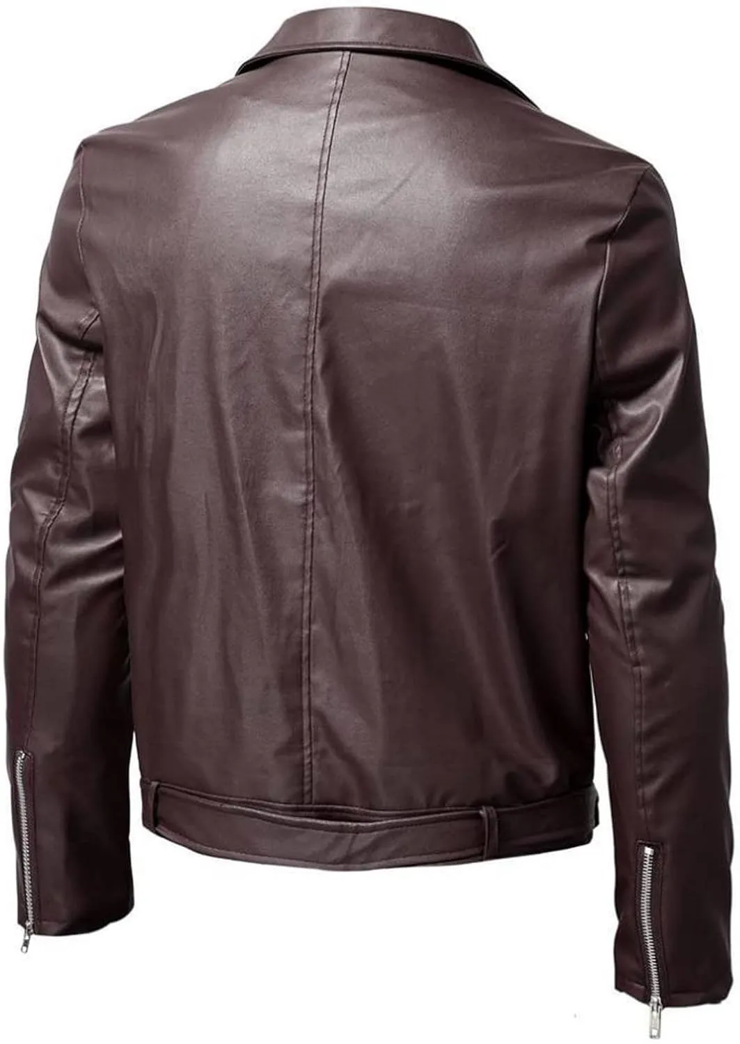 Men's Faux Leather Jackets Motorcycle Racer Jackets Zip-Up Moto Biker Coat Bomber Jackets Lapel Slim Fit Leather Jacket