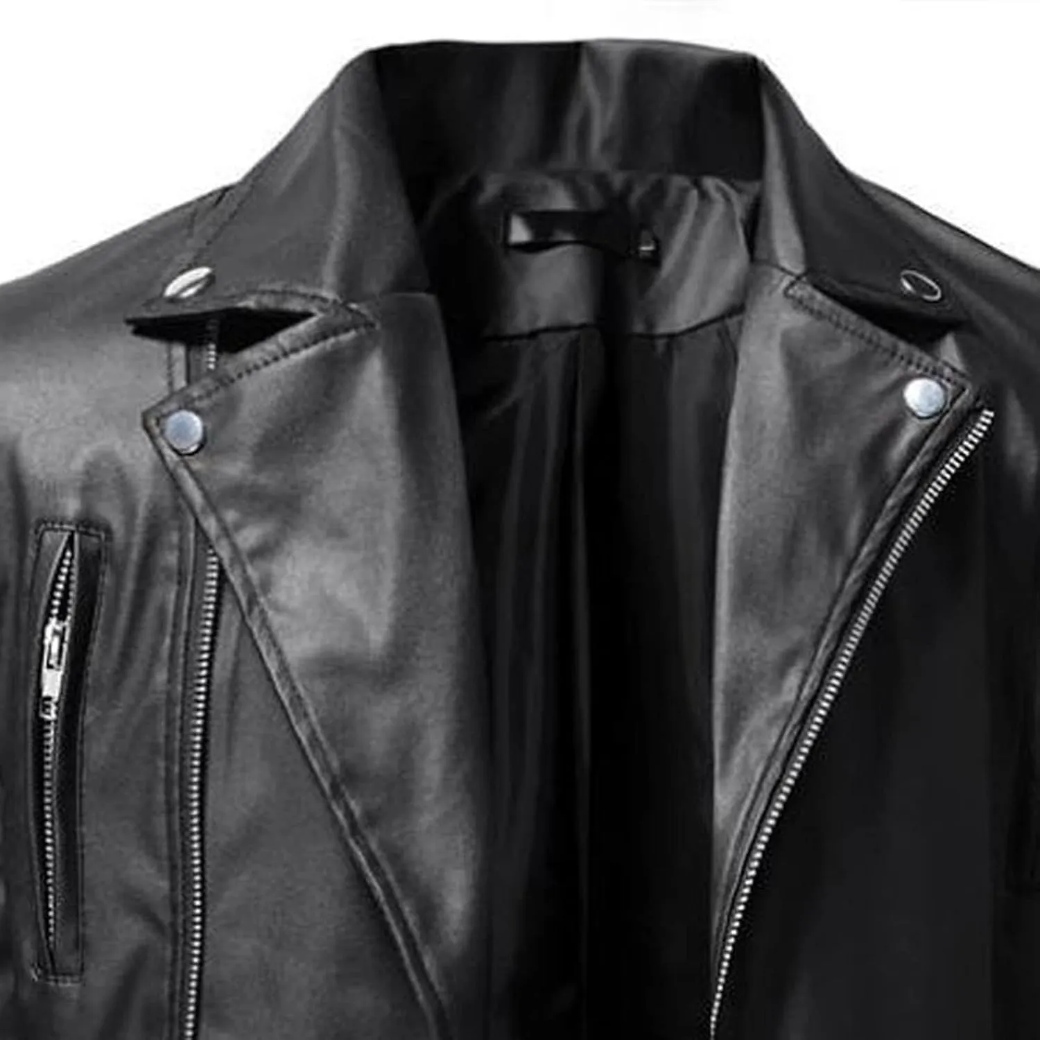 Men's Faux Leather Jackets Motorcycle Racer Jackets Zip-Up Moto Biker Coat Bomber Jackets Lapel Slim Fit Leather Jacket