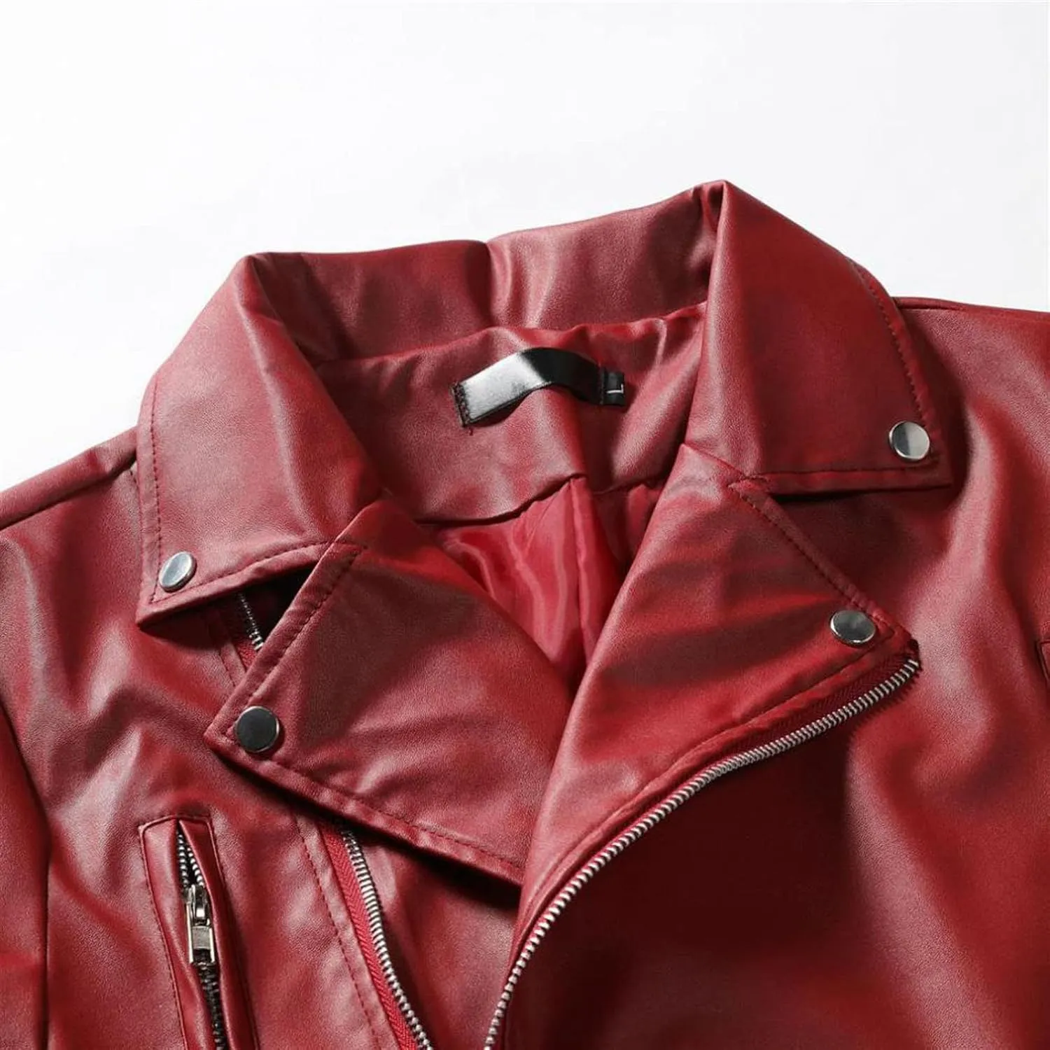 Men's Faux Leather Jackets Motorcycle Racer Jackets Zip-Up Moto Biker Coat Bomber Jackets Lapel Slim Fit Leather Jacket