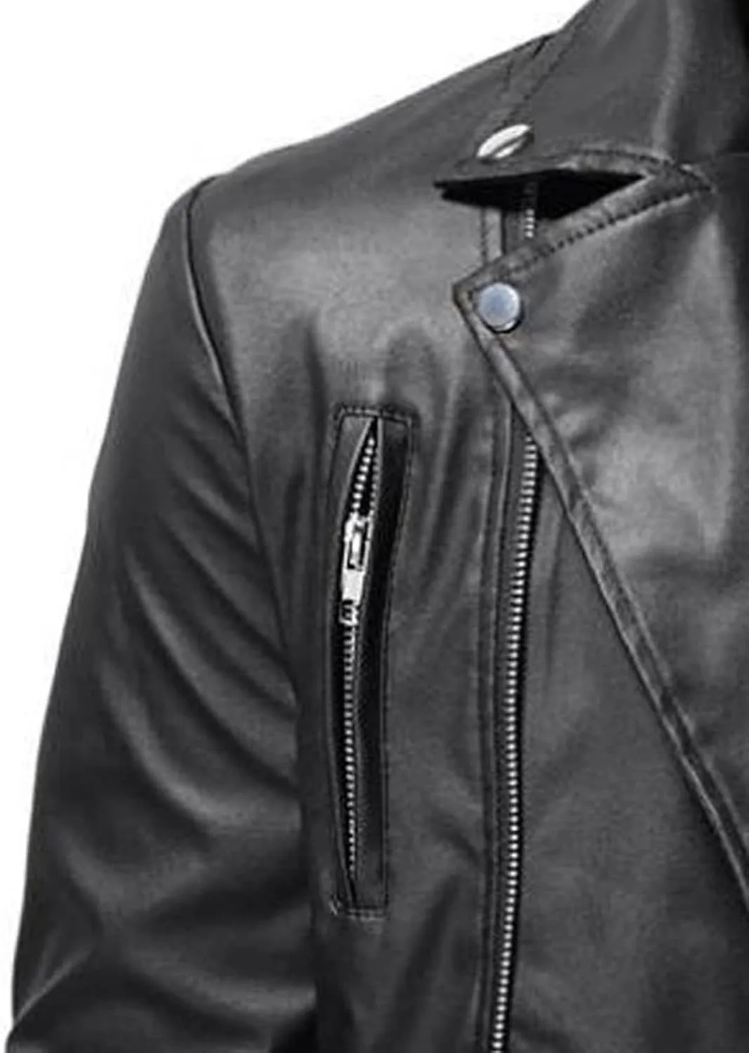 Men's Faux Leather Jackets Motorcycle Racer Jackets Zip-Up Moto Biker Coat Bomber Jackets Lapel Slim Fit Leather Jacket