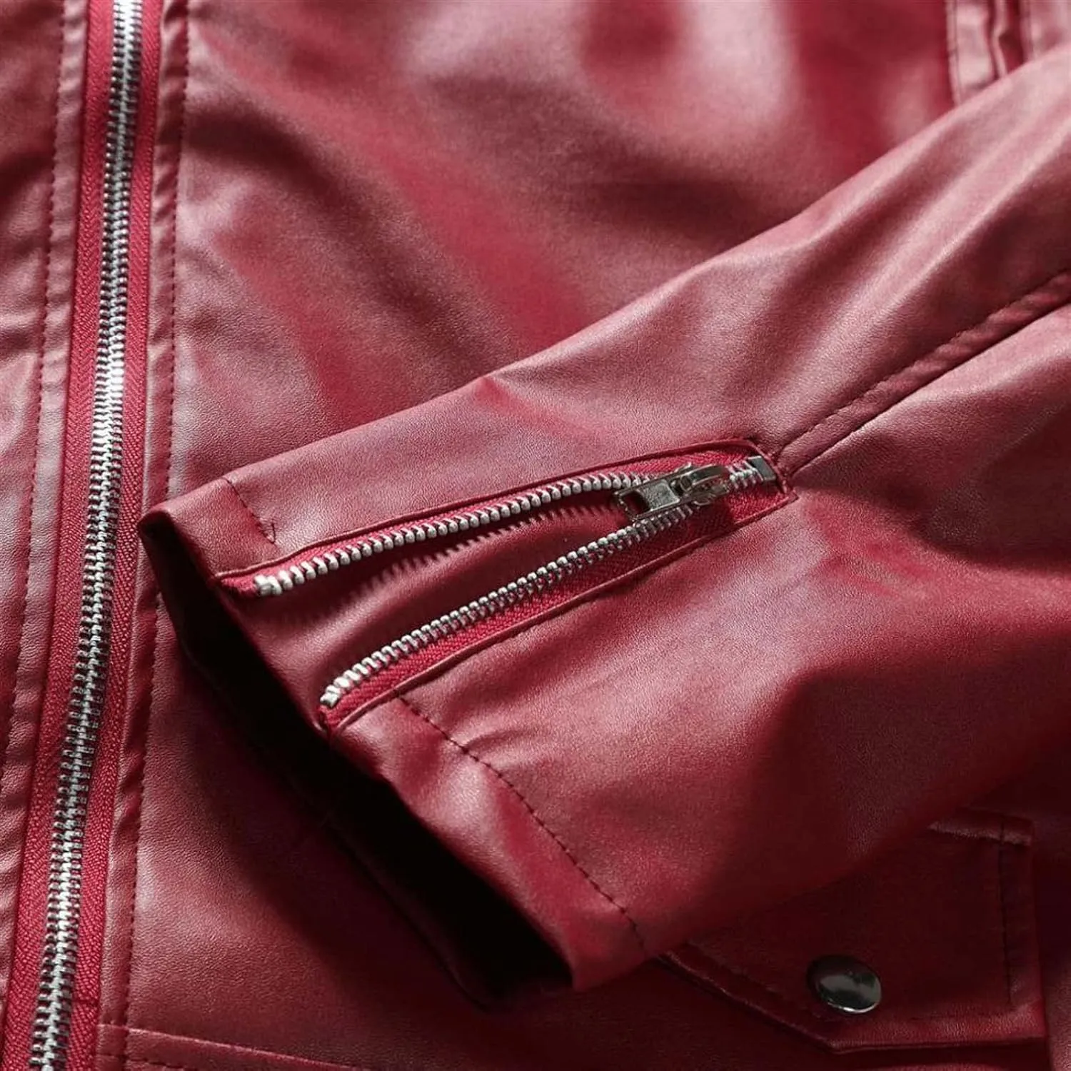 Men's Faux Leather Jackets Motorcycle Racer Jackets Zip-Up Moto Biker Coat Bomber Jackets Lapel Slim Fit Leather Jacket