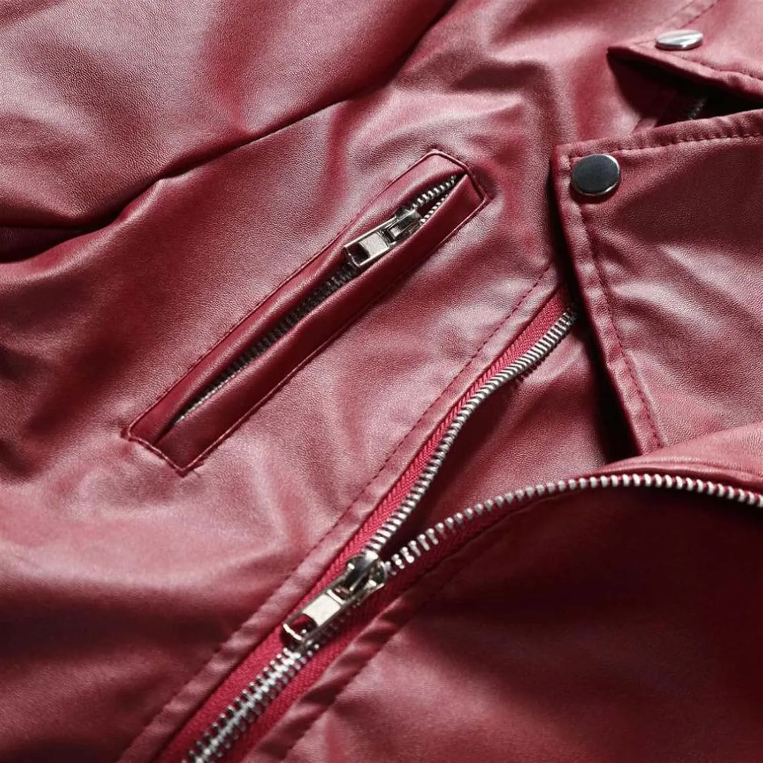 Men's Faux Leather Jackets Motorcycle Racer Jackets Zip-Up Moto Biker Coat Bomber Jackets Lapel Slim Fit Leather Jacket