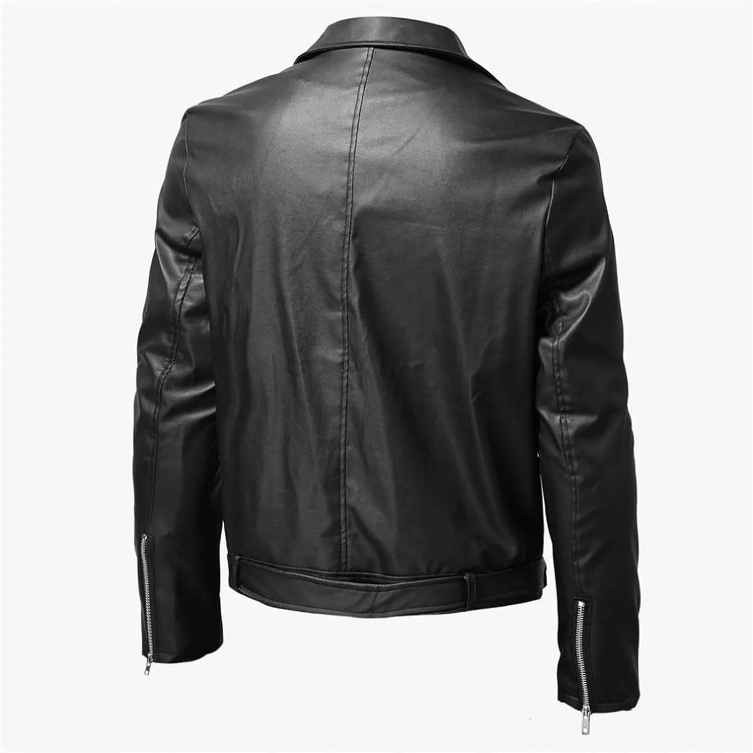 Men's Faux Leather Jackets Motorcycle Racer Jackets Zip-Up Moto Biker Coat Bomber Jackets Lapel Slim Fit Leather Jacket