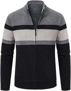 Mens Full Zip Cardigan Sweater Slim Fit Cable Knitted Cardigan Regular Fit Knit Sweater Long Sleeve Winter Jacket