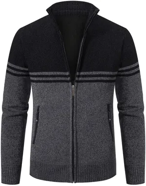 Mens Full Zip Cardigan Sweaters Stand Collar Knitwears Slim Fit Knitted Sweater Fall Winter Warm Coats Fall Top