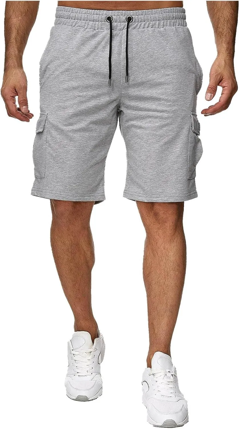 Mens Hiking Cargo Shorts Elastic Waist Short Pant Muscle Fit Bodybuilding Training Shorts Men Hiking Shorts