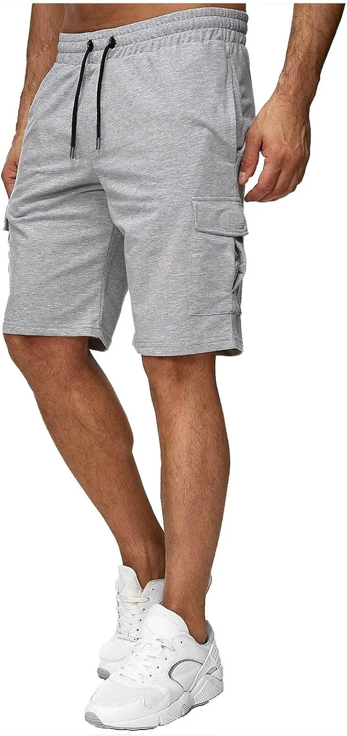 Mens Hiking Cargo Shorts Elastic Waist Short Pant Muscle Fit Bodybuilding Training Shorts Men Hiking Shorts