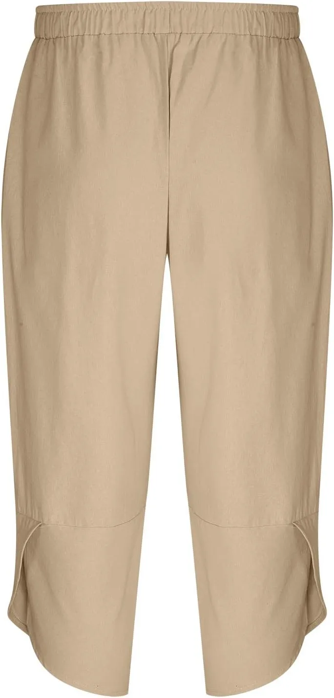 Mens Linen Pants Casual Pants Relaxed-Fit Beach Trousers Summer Yoga Pants Drawstring Elastic Waist Pants