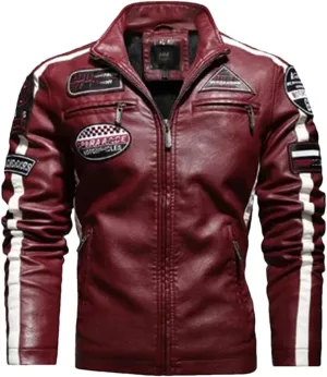 Men's PU Jackets Vintage Moto Leather Jackets Biker Faux Leather Zipper Coats