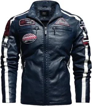 Men's PU Jackets Vintage Moto Leather Jackets Biker Faux Leather Zipper Coats