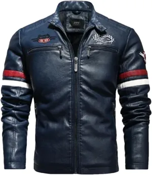 Men's PU Jackets Vintage Moto Leather Jackets Biker Faux Leather Zipper Coats