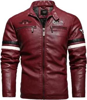 Men's PU Jackets Vintage Moto Leather Jackets Biker Faux Leather Zipper Coats