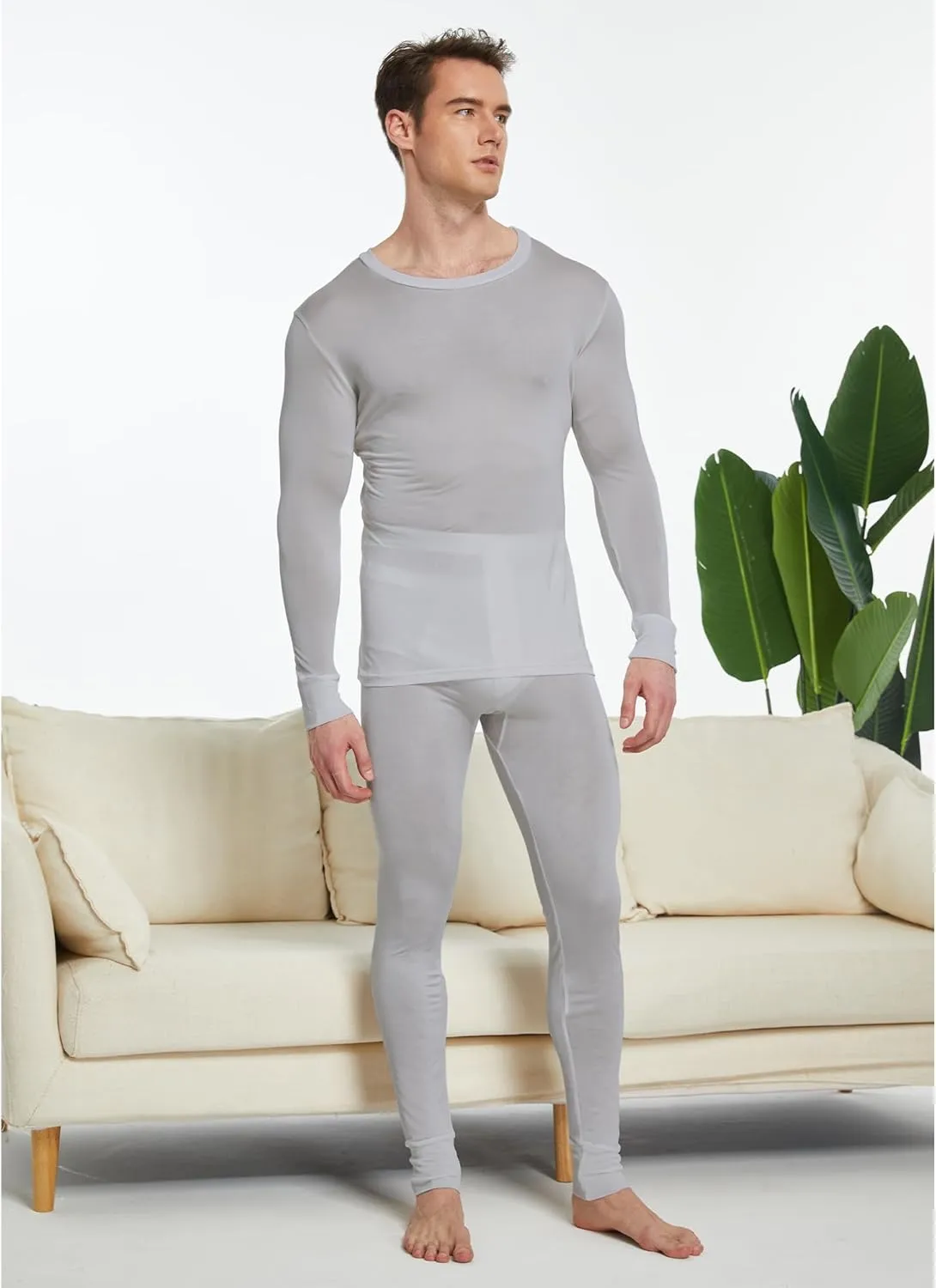Men's Pure Mulberry Silk Knitted Thermal Underwear Long Johns Bottom