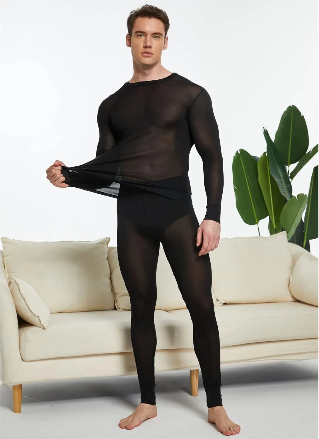 Men's Pure Mulberry Silk Knitted Thermal Underwear Long Johns Bottom