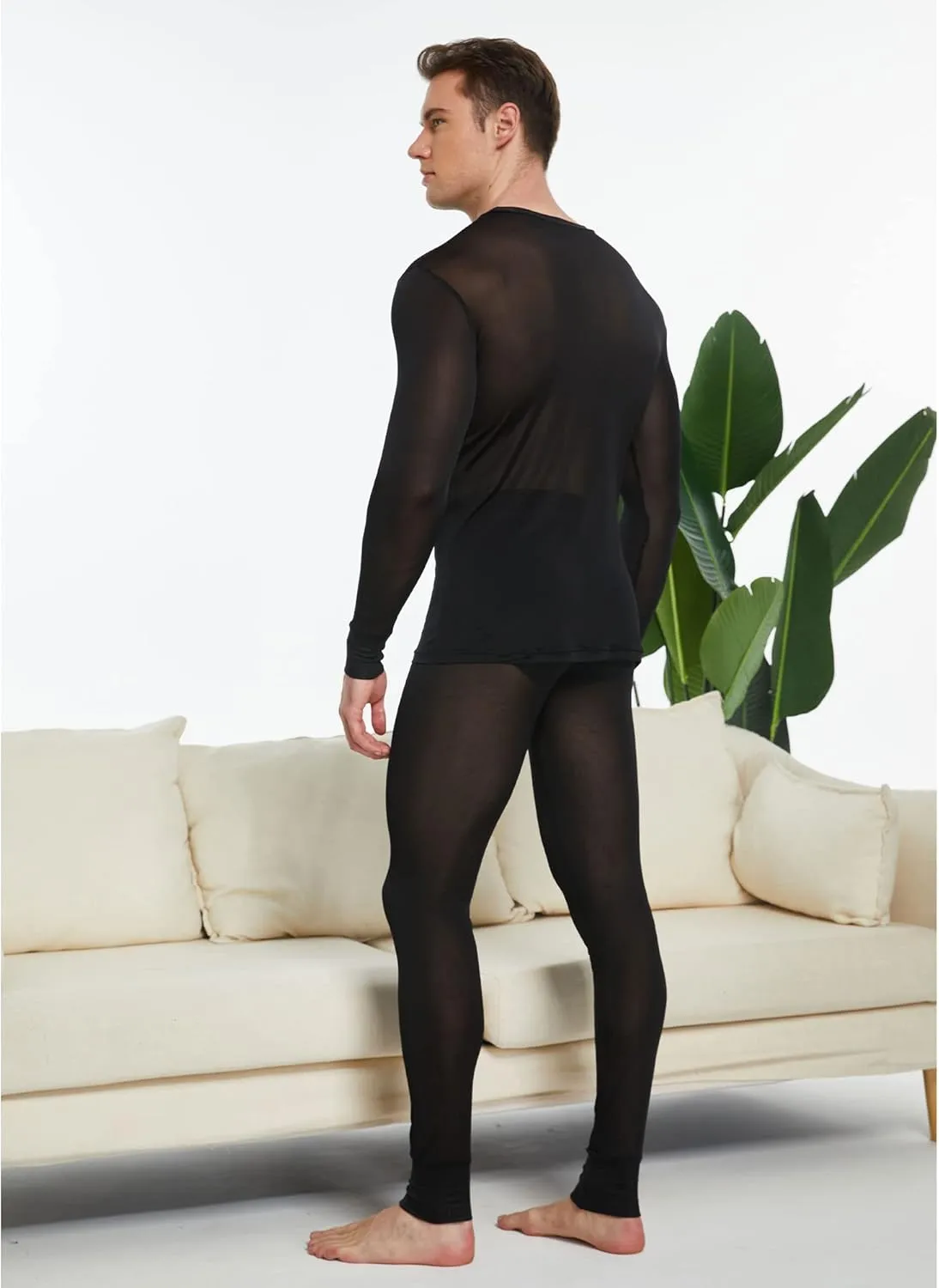Men's Pure Mulberry Silk Knitted Thermal Underwear Long Johns Bottom