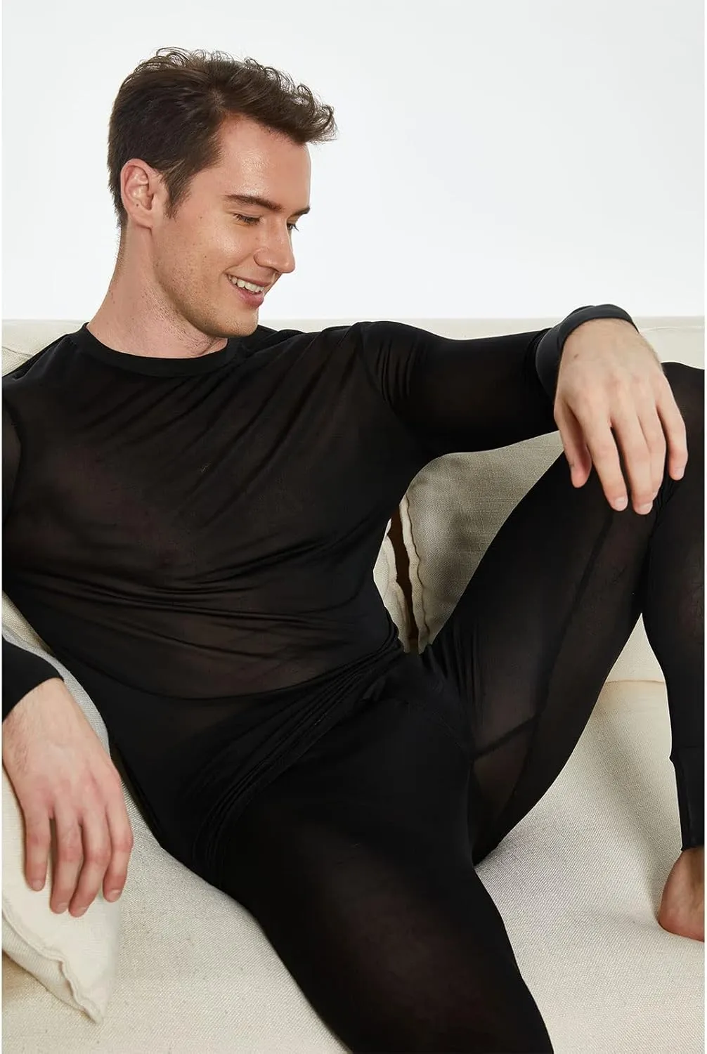 Men's Pure Mulberry Silk Knitted Thermal Underwear Long Johns Bottom