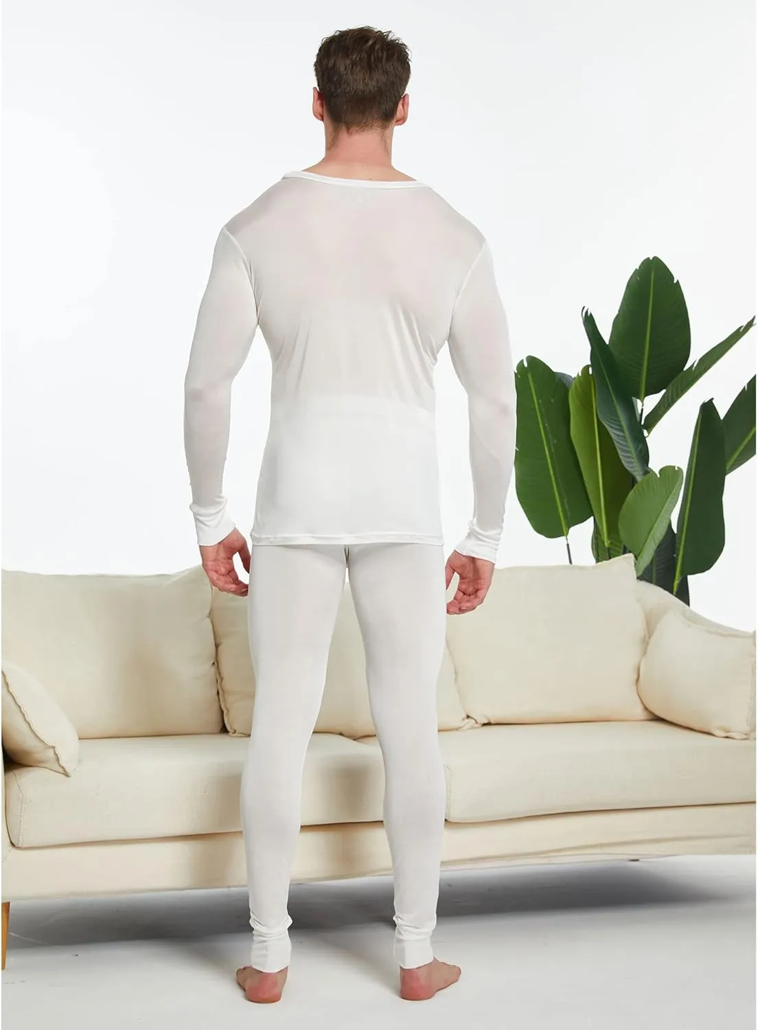 Men's Pure Mulberry Silk Knitted Thermal Underwear Long Johns Bottom