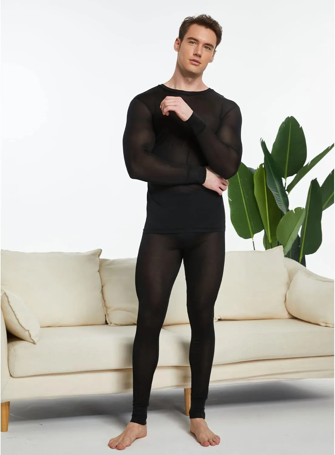 Men's Pure Mulberry Silk Knitted Thermal Underwear Long Johns Bottom