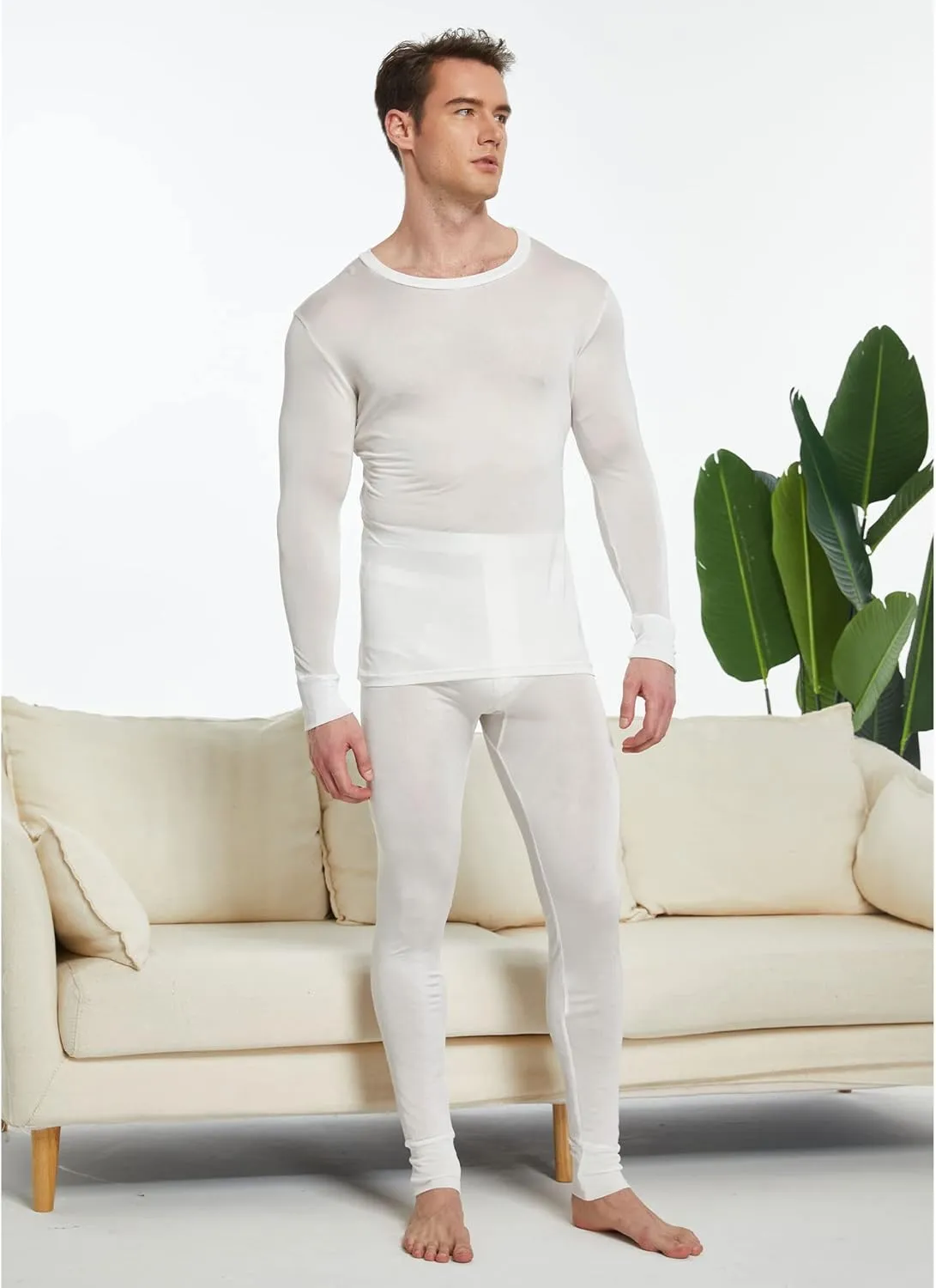 Men's Pure Mulberry Silk Knitted Thermal Underwear Long Johns Bottom