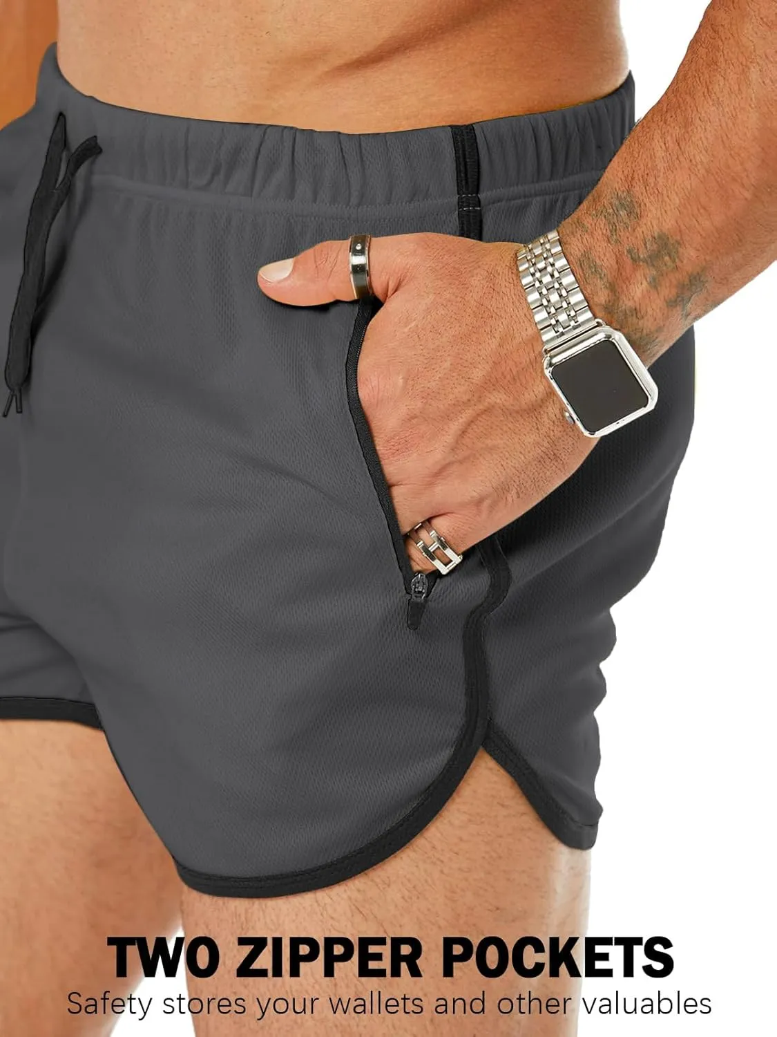 Men's Running Shorts 3" Quick Dry Lighweight Gym Workout Shorts with Zipper Pockets Athletic Jogging Shorts