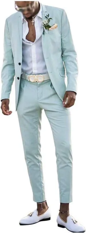 Men's Slim Fit Mint Green Summer Wedding Suits 2 PC Two Buttons Prom Suits Men Suits Dinner Suits