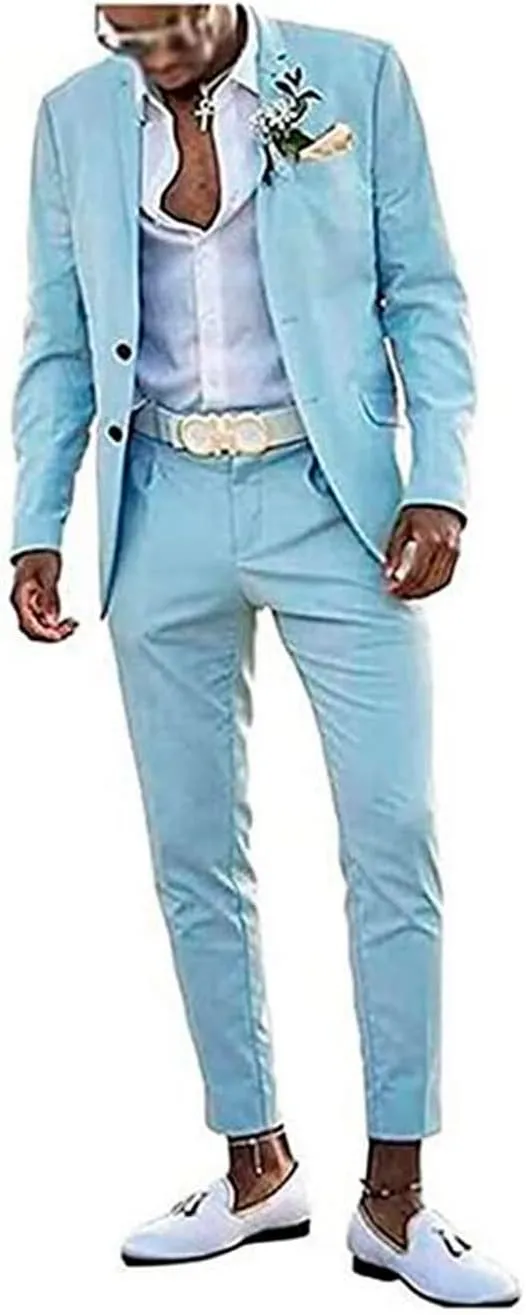 Men's Slim Fit Mint Green Summer Wedding Suits 2 PC Two Buttons Prom Suits Men Suits Dinner Suits